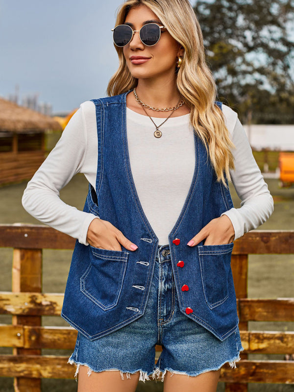New denim sleeveless vest