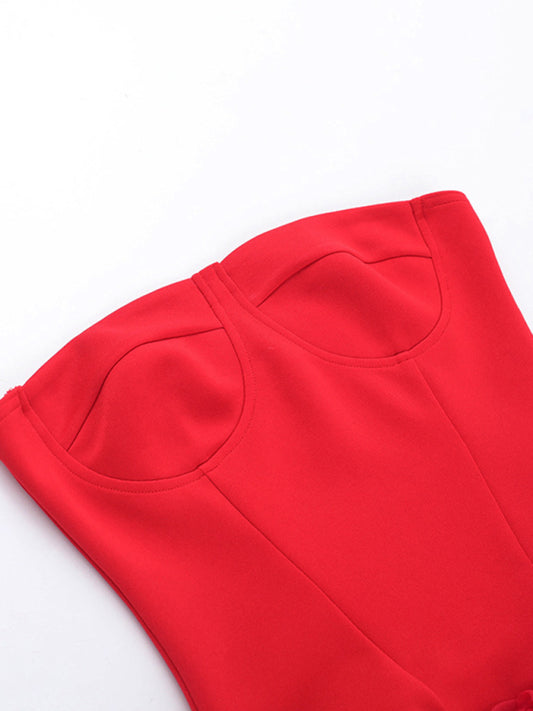 Sexy Flower Texture Tube Top Dress