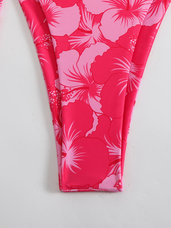 Floral print halterneck bikini
