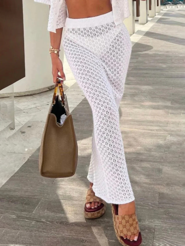 Chic Knitted Crochet Two-Piece Outfit