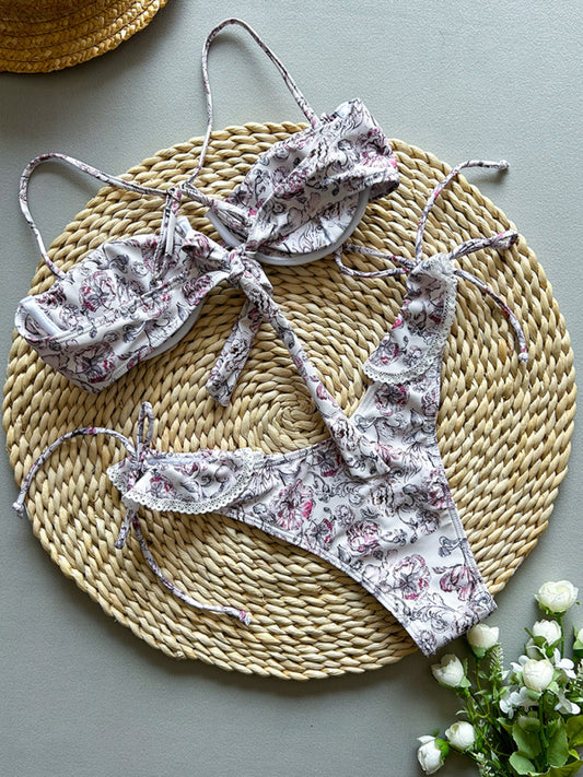 Printed lace bikini