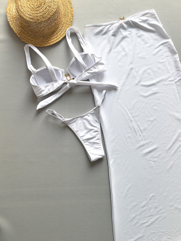 Solid Accessories Bikini Three Piece Set