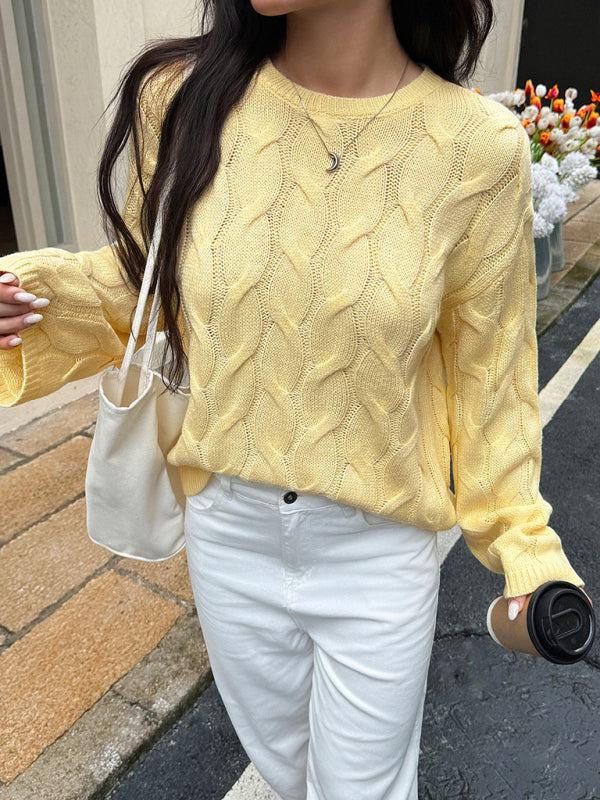 Casual simple long-sleeved solid color sweater