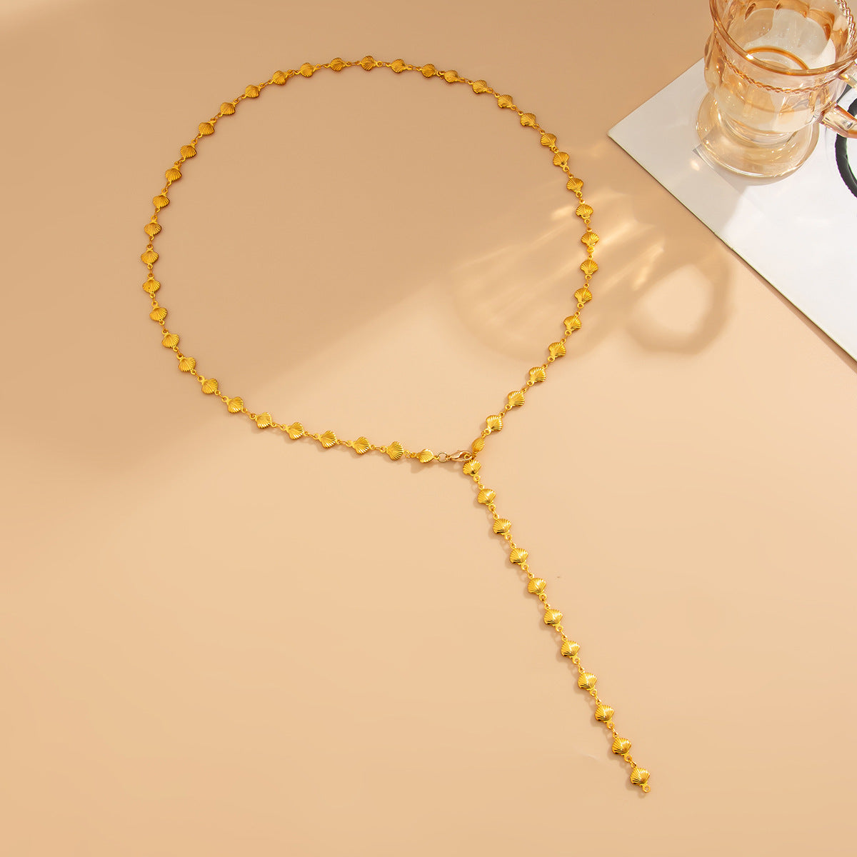 Small Fresh Color Y-shaped Daisy Chain Necklace Sweet Three Dimensional Metal Copper Clavicle Chain