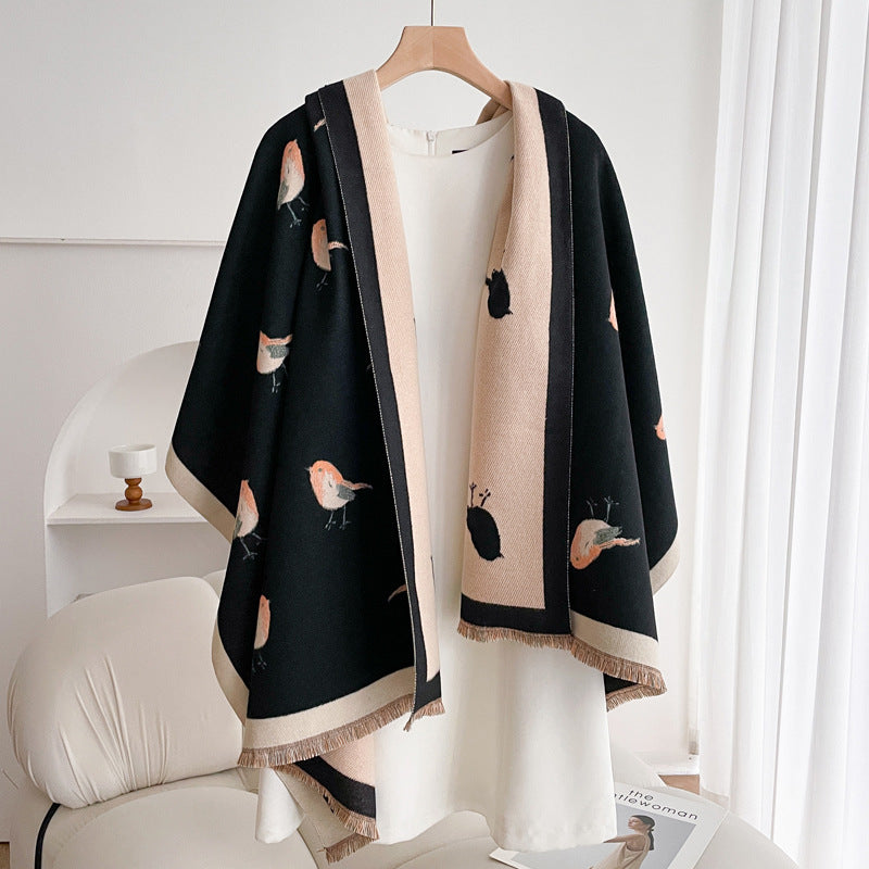 Warm Scarf Fashionable Outerwear Sweet Cute Double-sided Shawl
