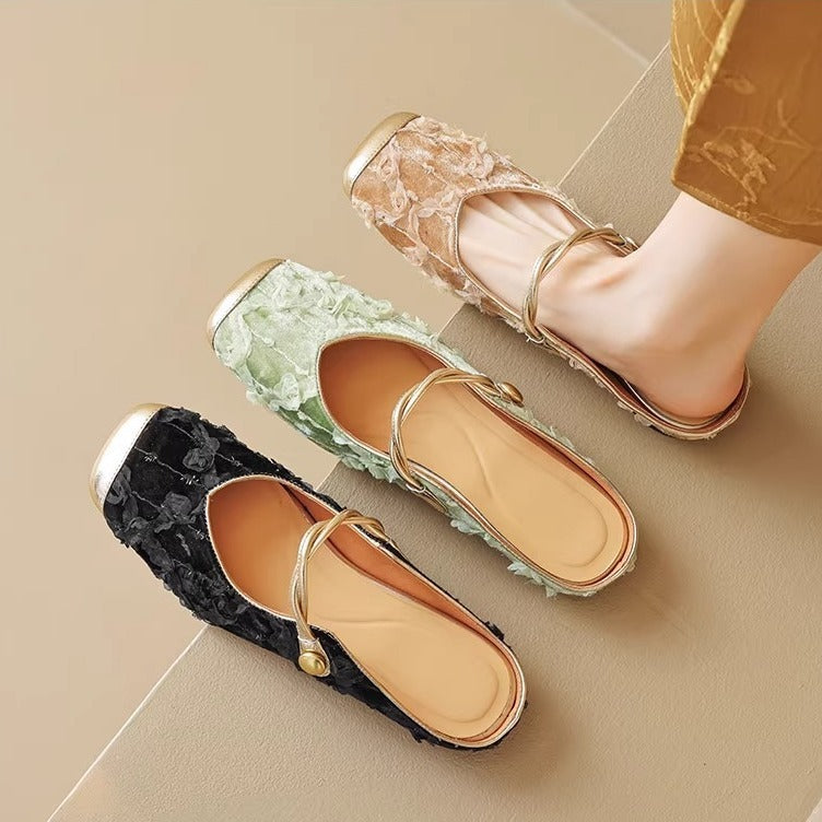 Soft Sole French  Elegant Retro Baotou Slippers