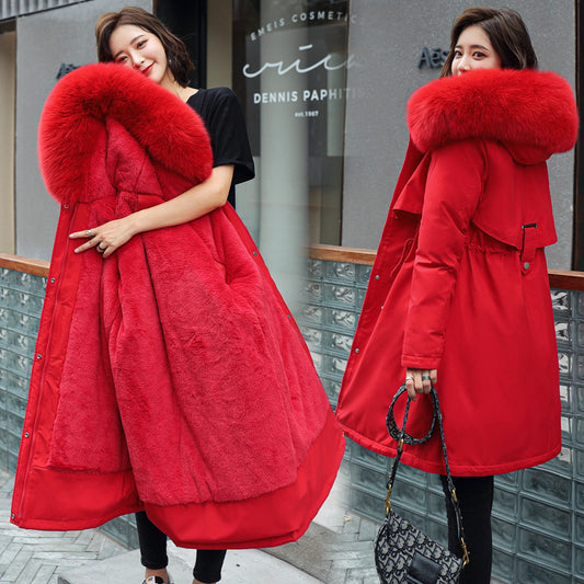 Medium Long Length Big Fake Fur Collar Jacket