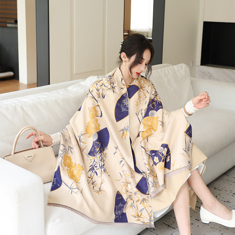 Age-reducing Yellow Cashmere-like Thick Warm Scarf