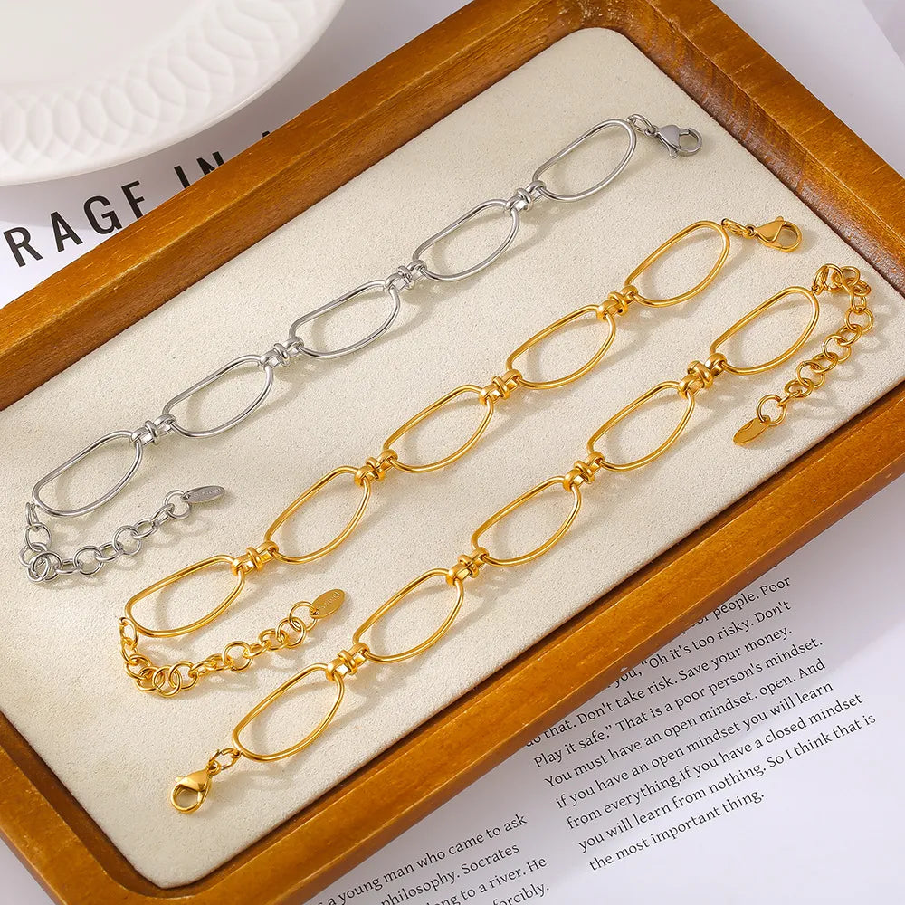Gold & Silver Titanium Steel Chain Bracelet