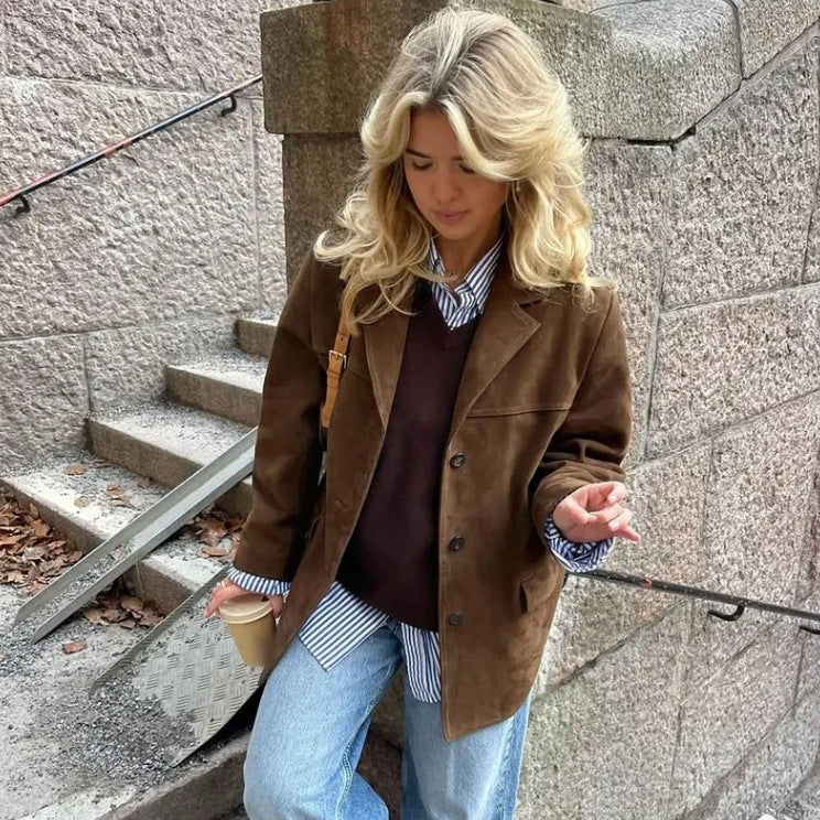 Retro suede jacket jacket