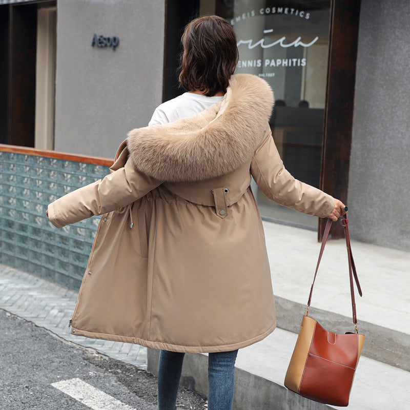 Medium Long Length Big Fake Fur Collar Jacket