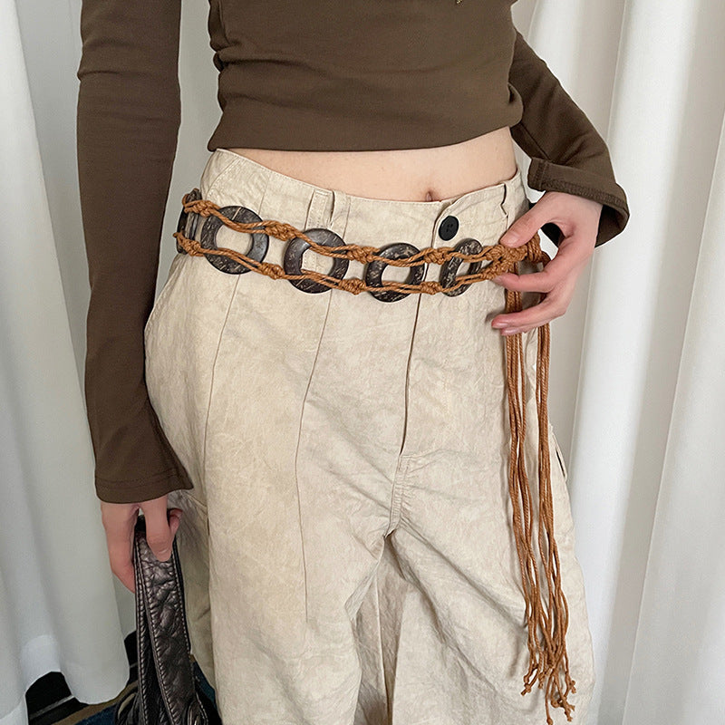 Retro Ethnic Style Ring Waist Strap