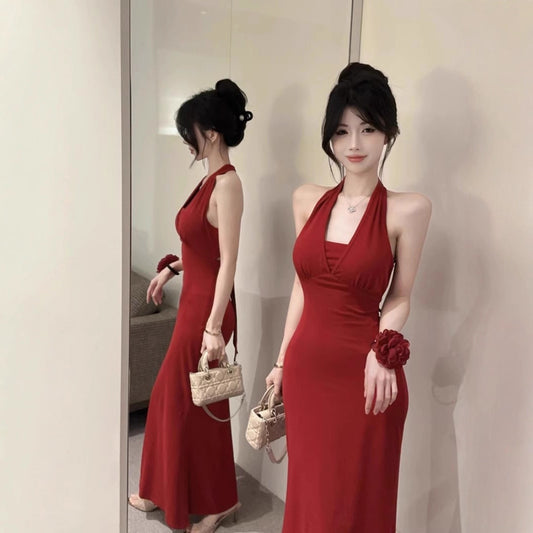 Chic And Beautiful Halter Strap Backless Sling Dress