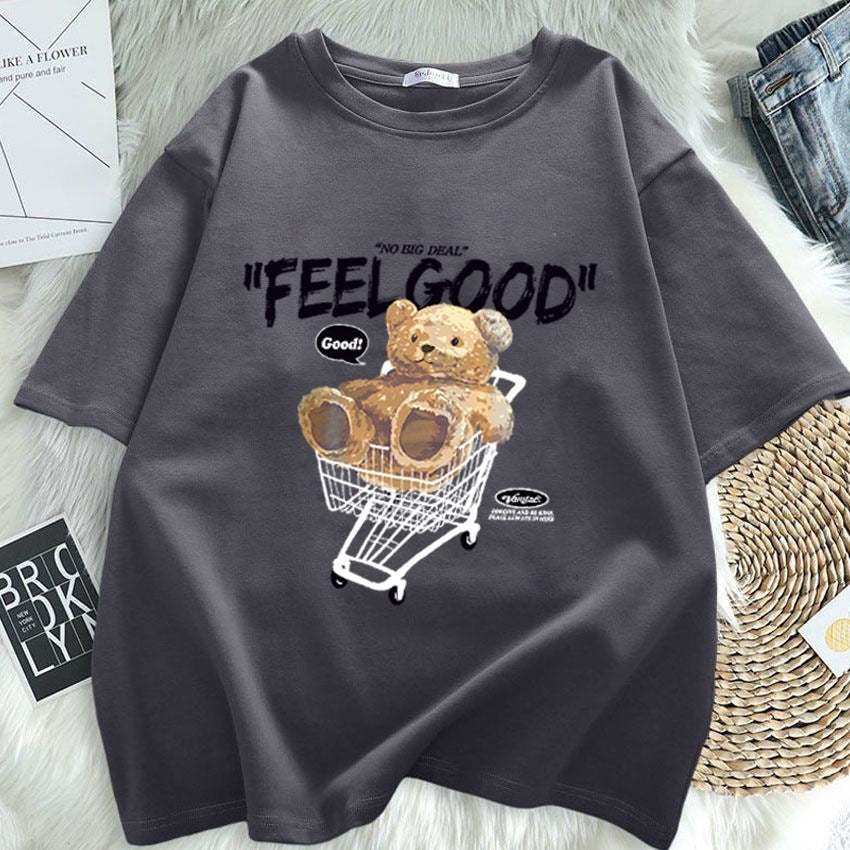 Cartoon Bear Short-sleeved T-shirt Women's Loose Top