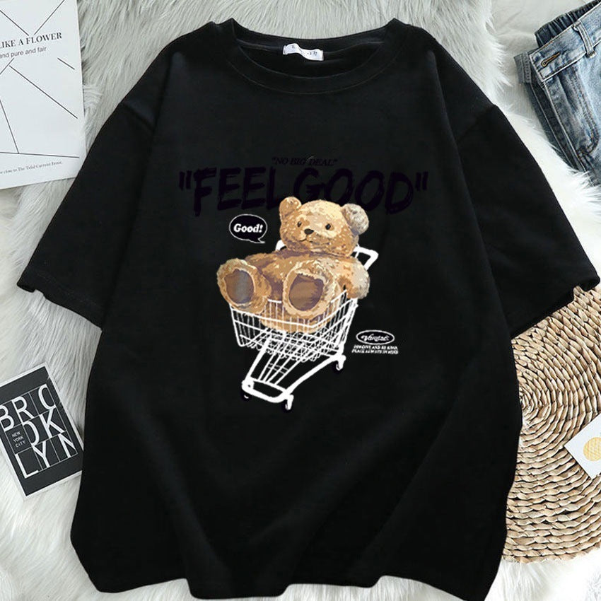 Cartoon Bear Short-sleeved T-shirt Women's Loose Top