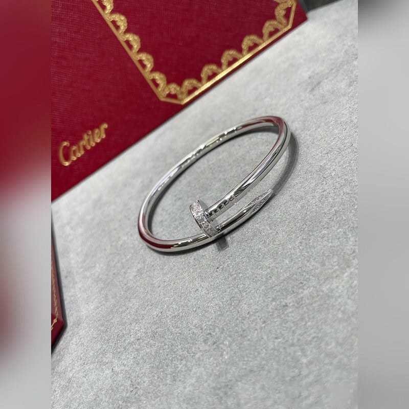 V-Gold Diamond Pavé Screw Cuff for Couples - Titanium Steel Open-Close Clasp