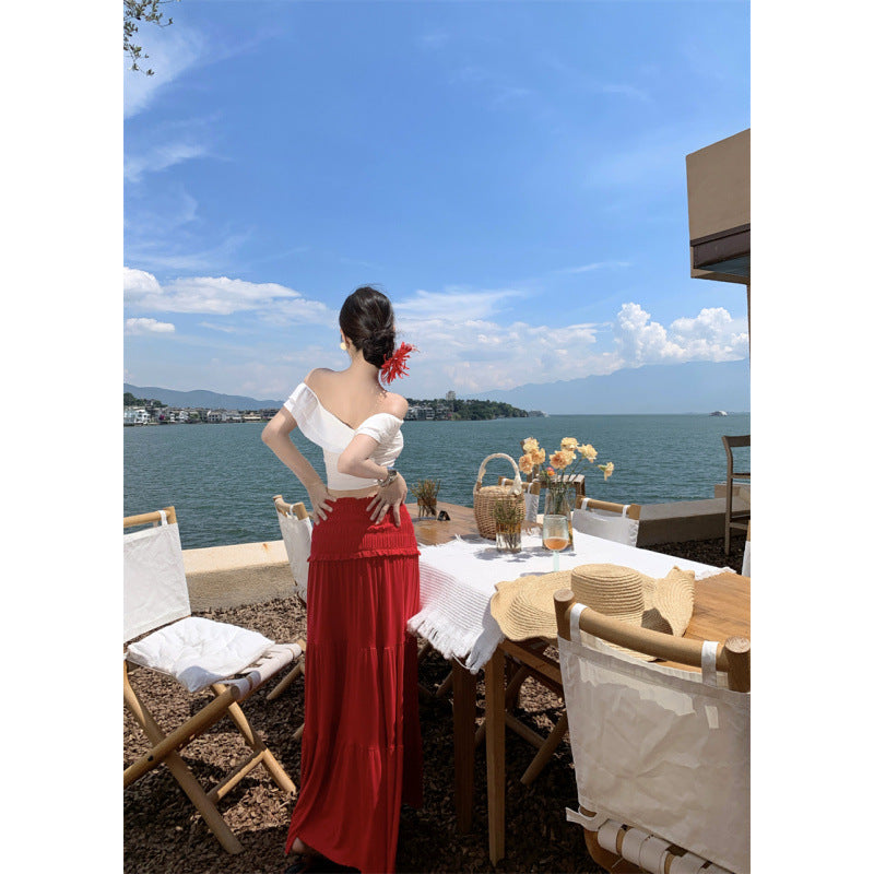 Ruffled Hem Skirt Outfit