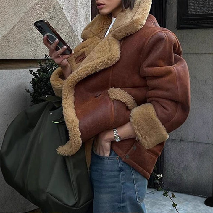 Chic Warmth Loose Fit Lamb Wool Jacket