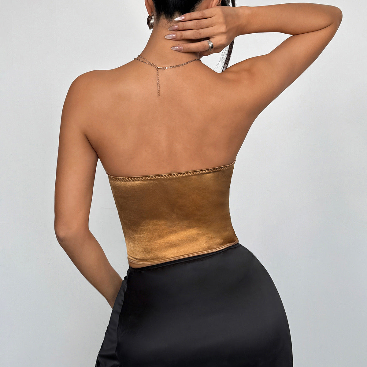 Lace Wrap Chest Design Fitted Street  Unique Backless Tube Top