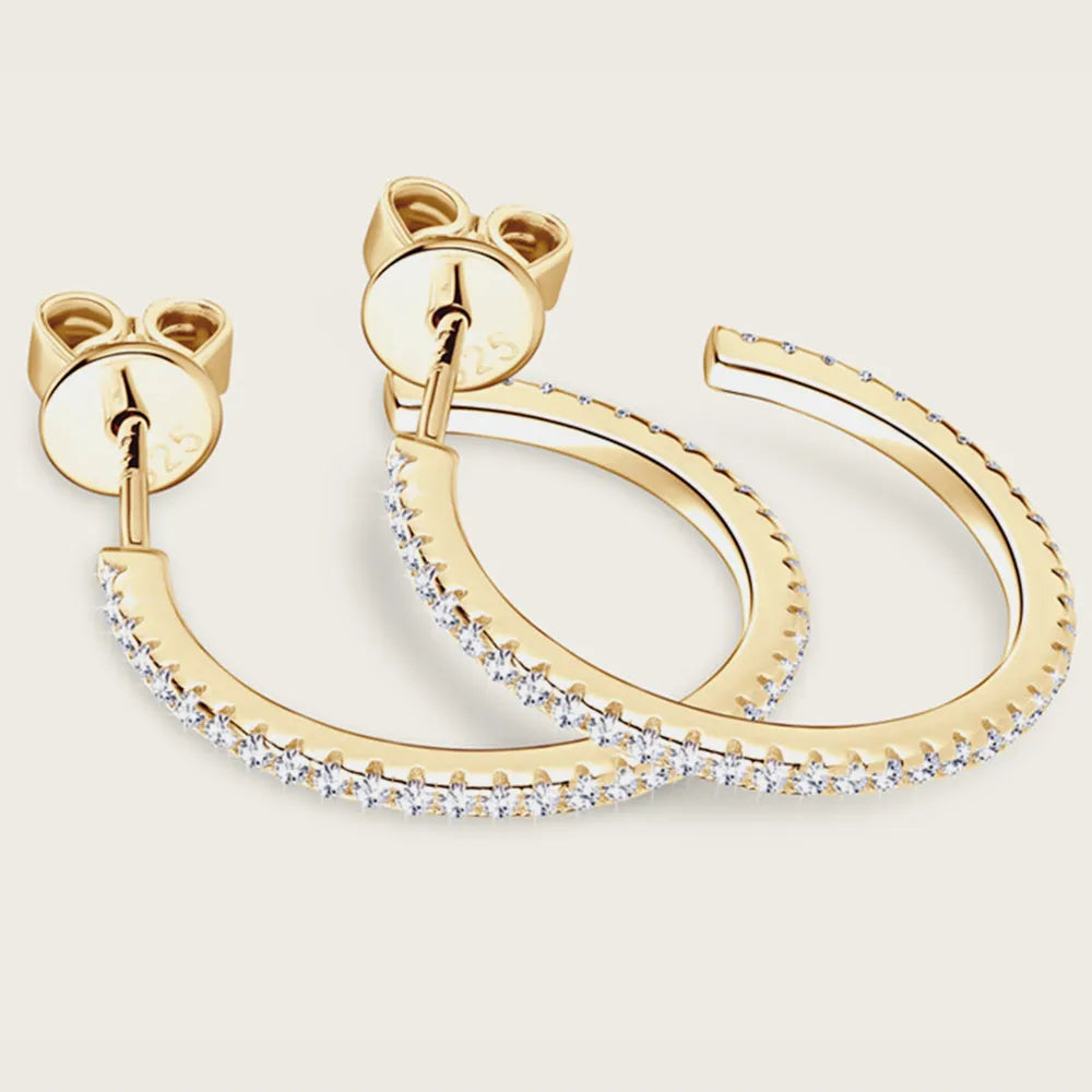 Sterling Silver Moissanite Hoop Earrings