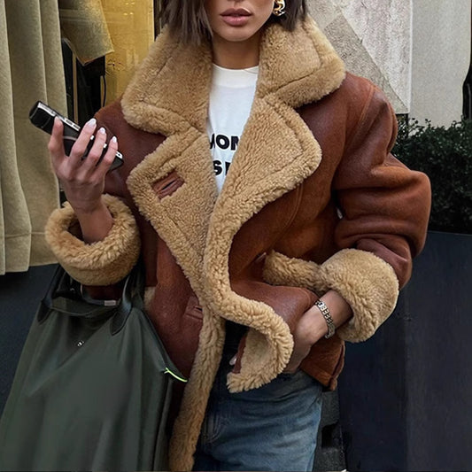 Chic Warmth Loose Fit Lamb Wool Jacket