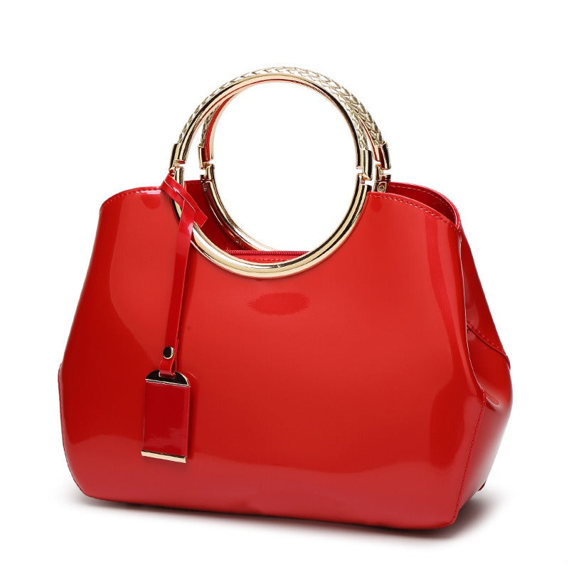 Glossy Ring Handle Tote Bag