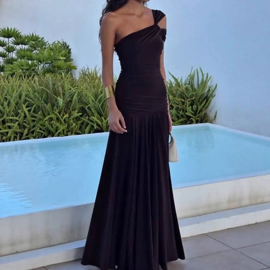 Diagonal Collar Slim Dress