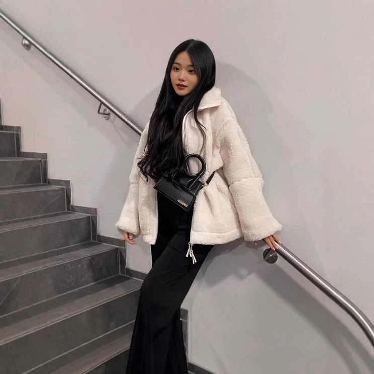 Fashion Loose Anti-cashmere Personality Casual Zip Coat