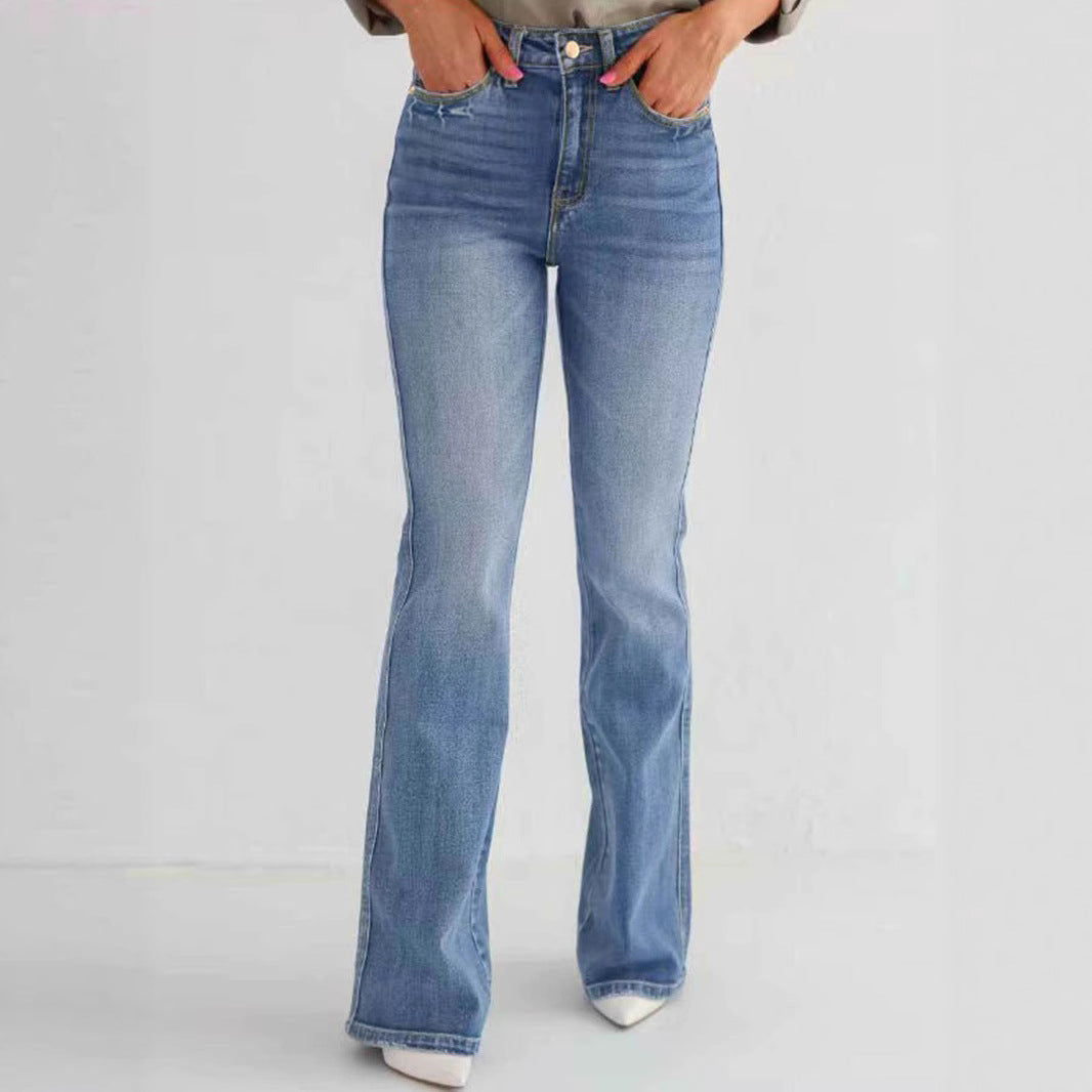 Fashion Slim Stretch High-waisted Boot-cut Pants Jeans