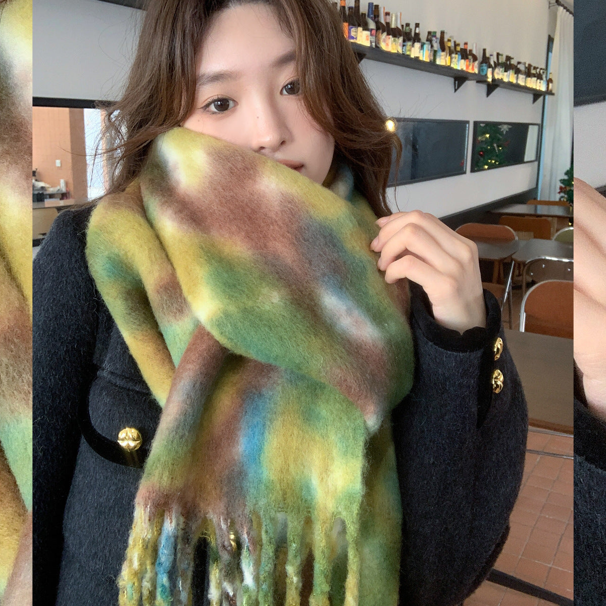 Warm Leisure Contrast Color Maillard Scarf