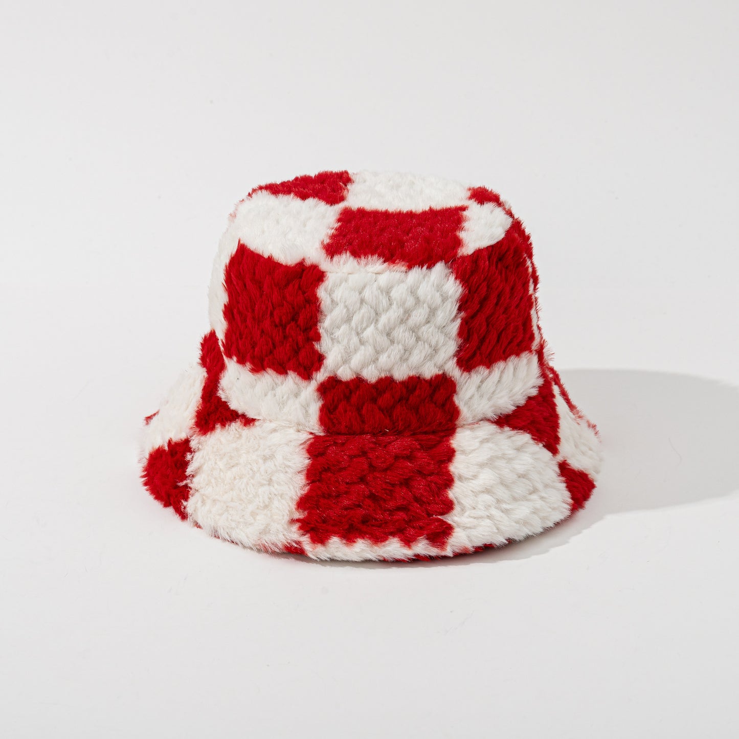 Square Plaid Plush Fisherman Hat