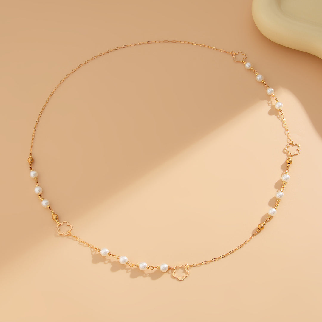 Personalized pearl round bead long chain necklace, internet famous style CCB bead collarbone chain for women