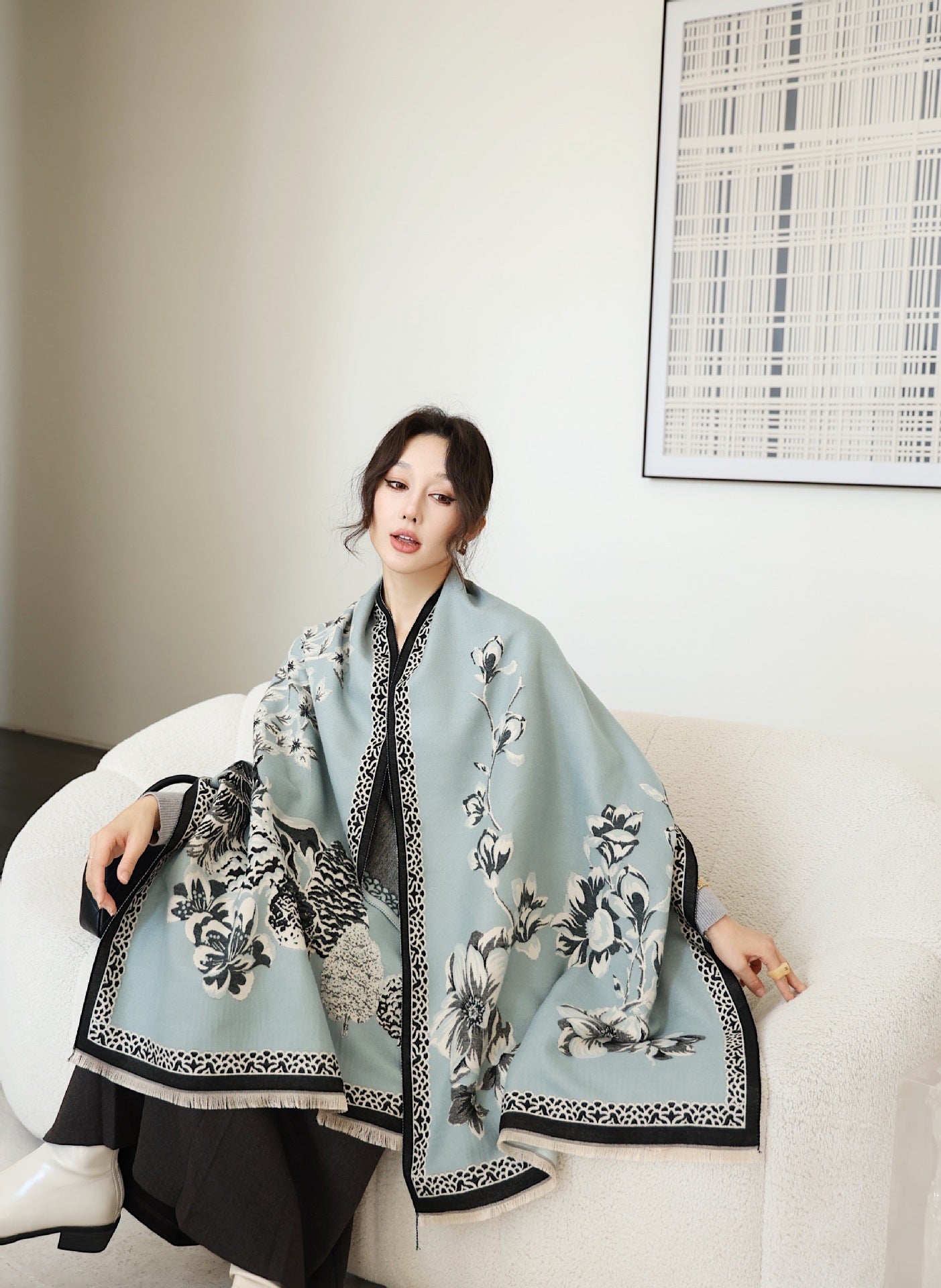 Autumn And Winter High Sense Office Shawl Dual-use Korean Style