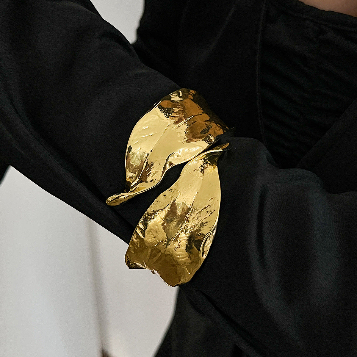 Irregular Leaf Wide Cuff Bracelet