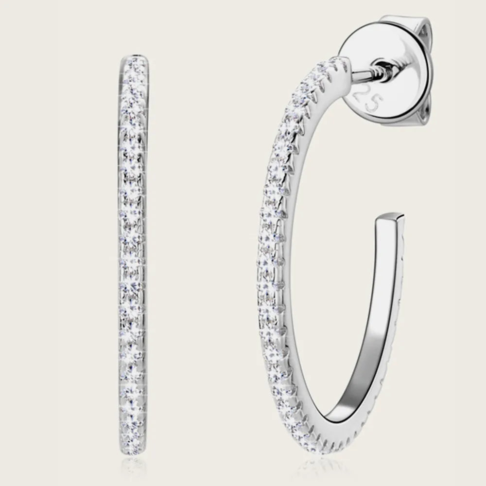 Sterling Silver Moissanite Hoop Earrings