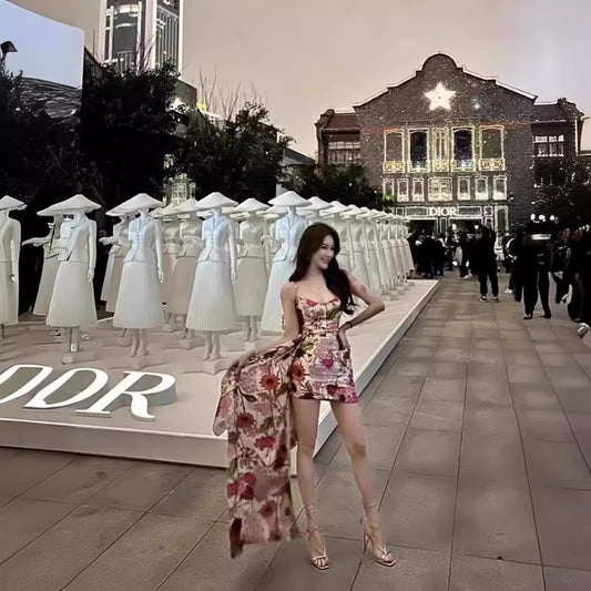 Elegant Ribbon Satin Two Piece Set