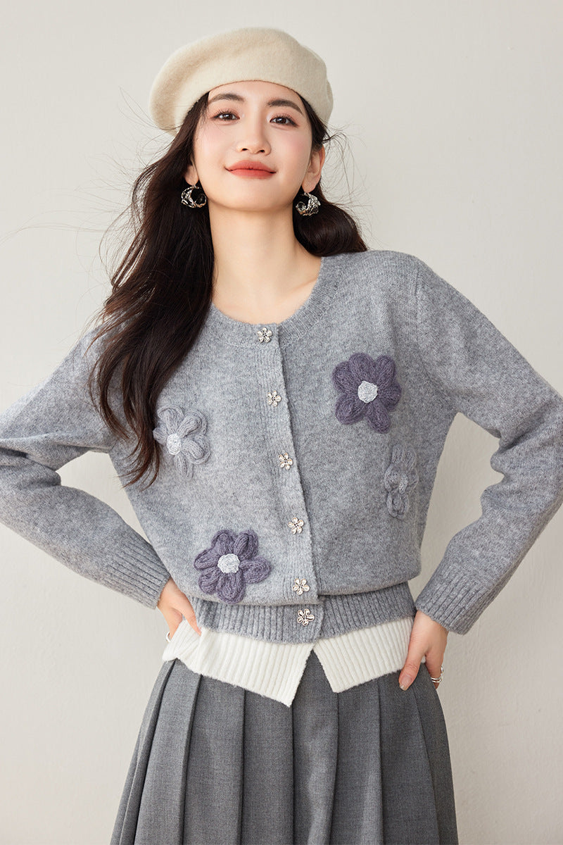 Casual Flower Design Cardigan