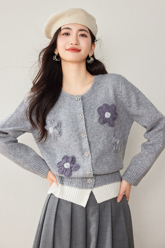 Casual Flower Design Cardigan