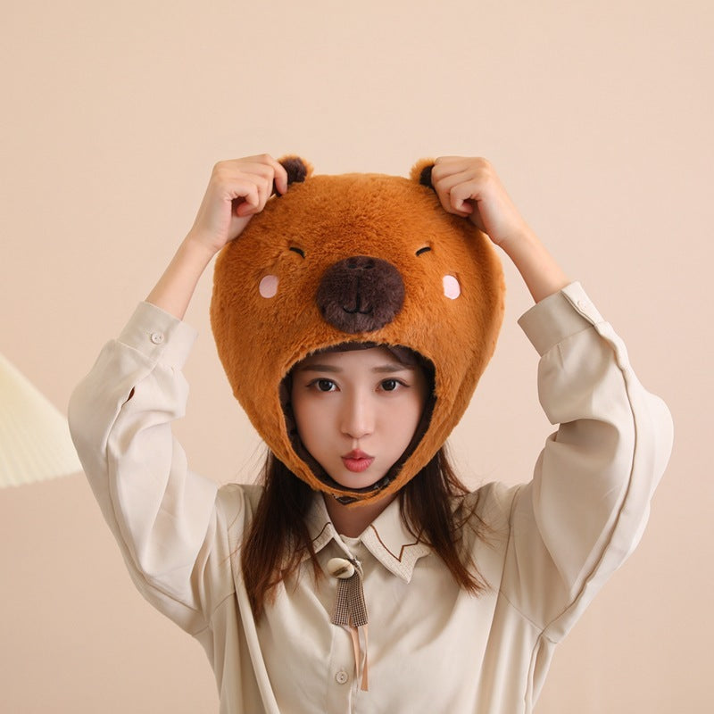 Cute Capybara Head Cover Hat Cartoon Photography Performance Props