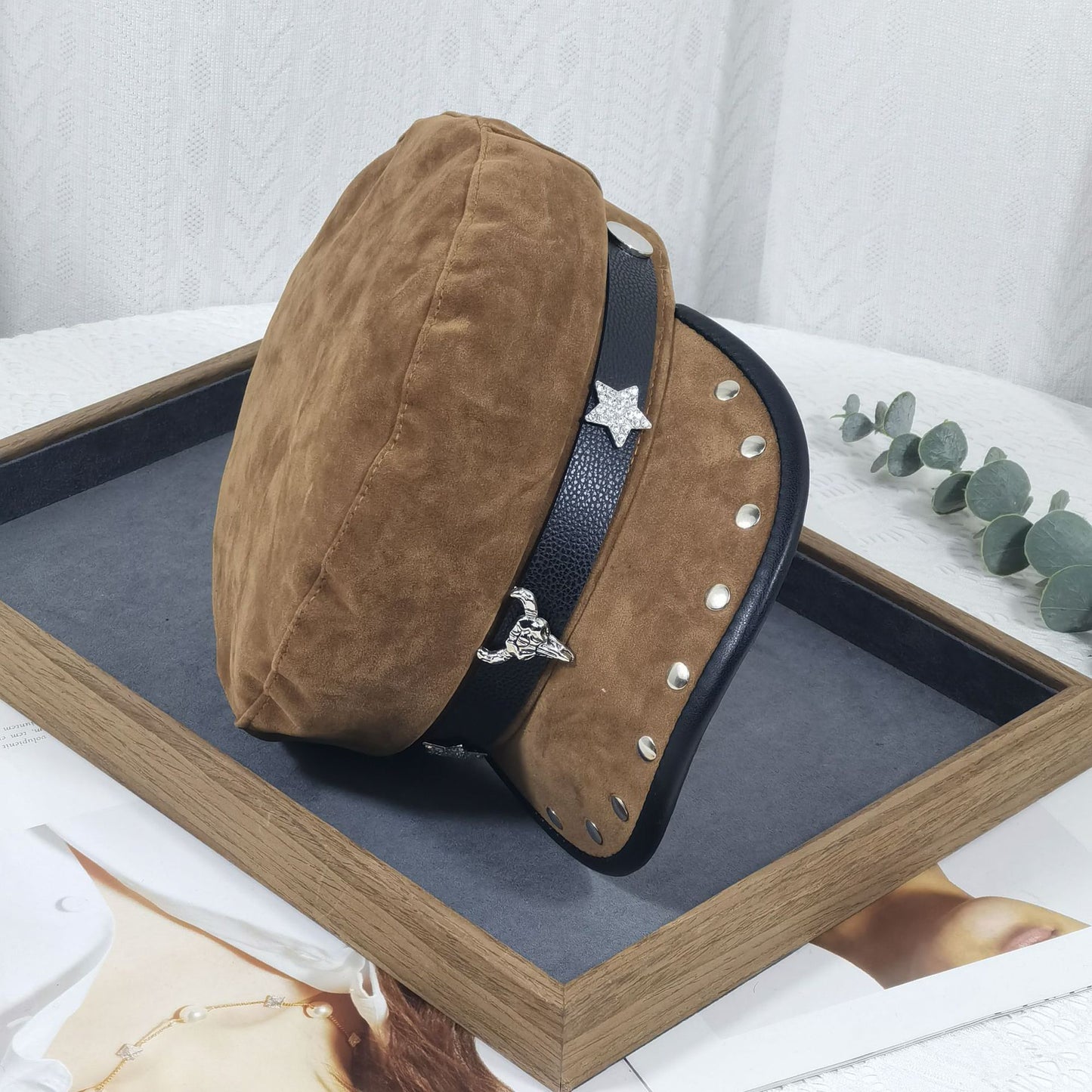 Wide Brim Peaked Cap