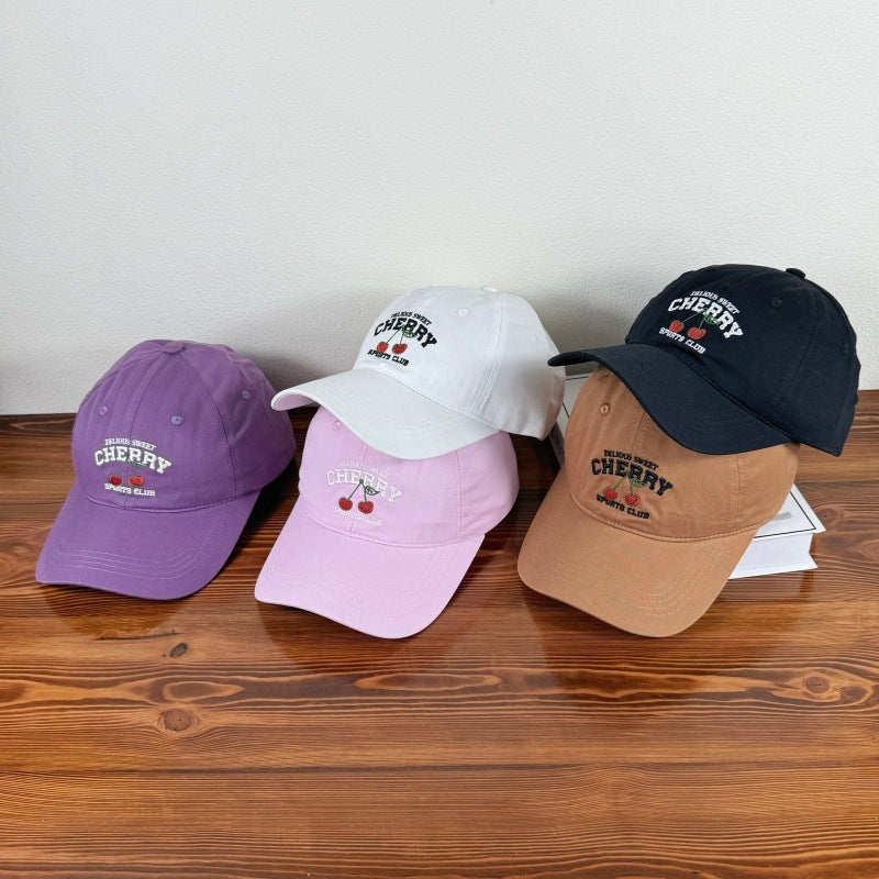 Cute Cartoon Embroidery Cherry Baseball Cap For Women
