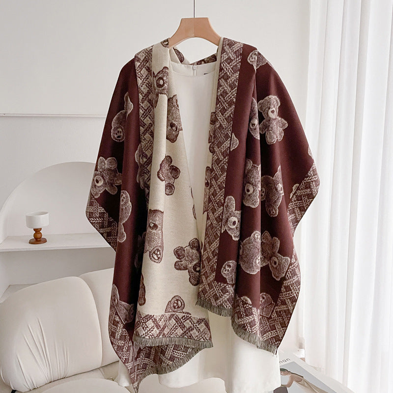 Warm Scarf Fashionable Outerwear Sweet Cute Double-sided Shawl