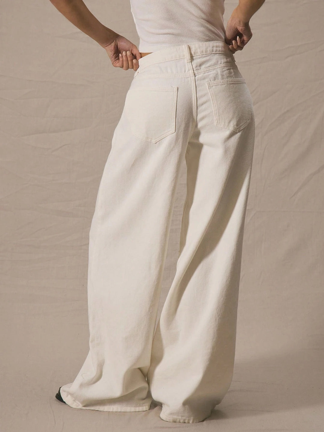 Mid Waist Wide Leg Denim Jeans