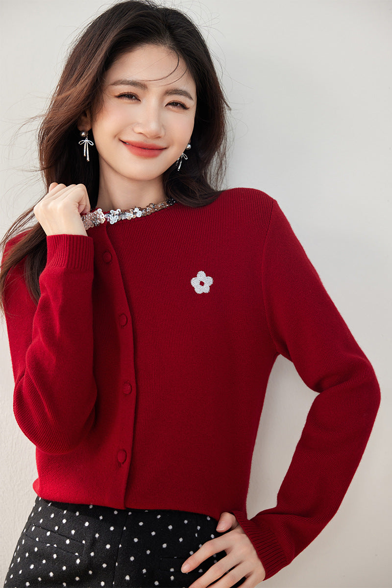 Embroidered Floral Knit Cardigan