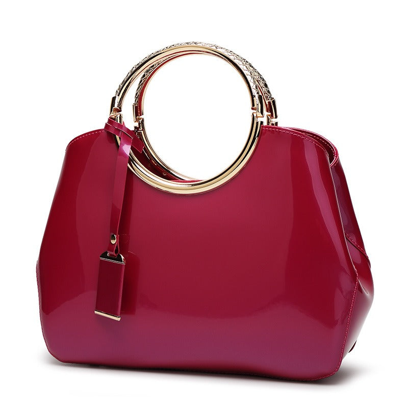 Glossy Ring Handle Tote Bag