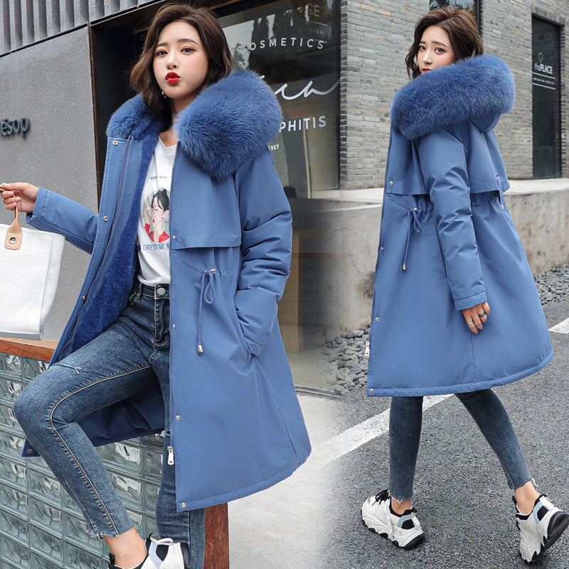 Medium Long Length Big Fake Fur Collar Jacket