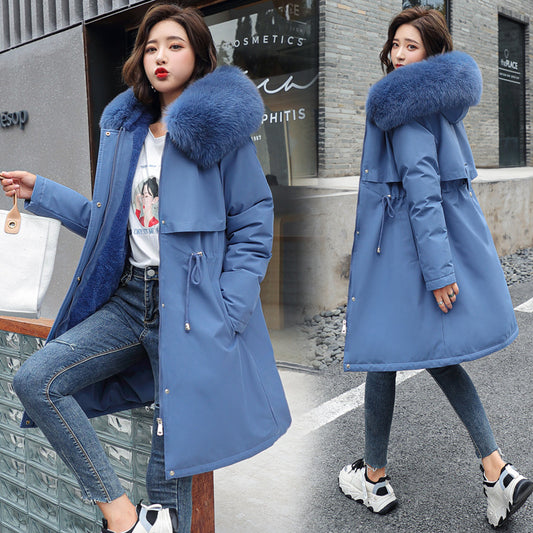 Medium Long Length Big Fake Fur Collar Jacket