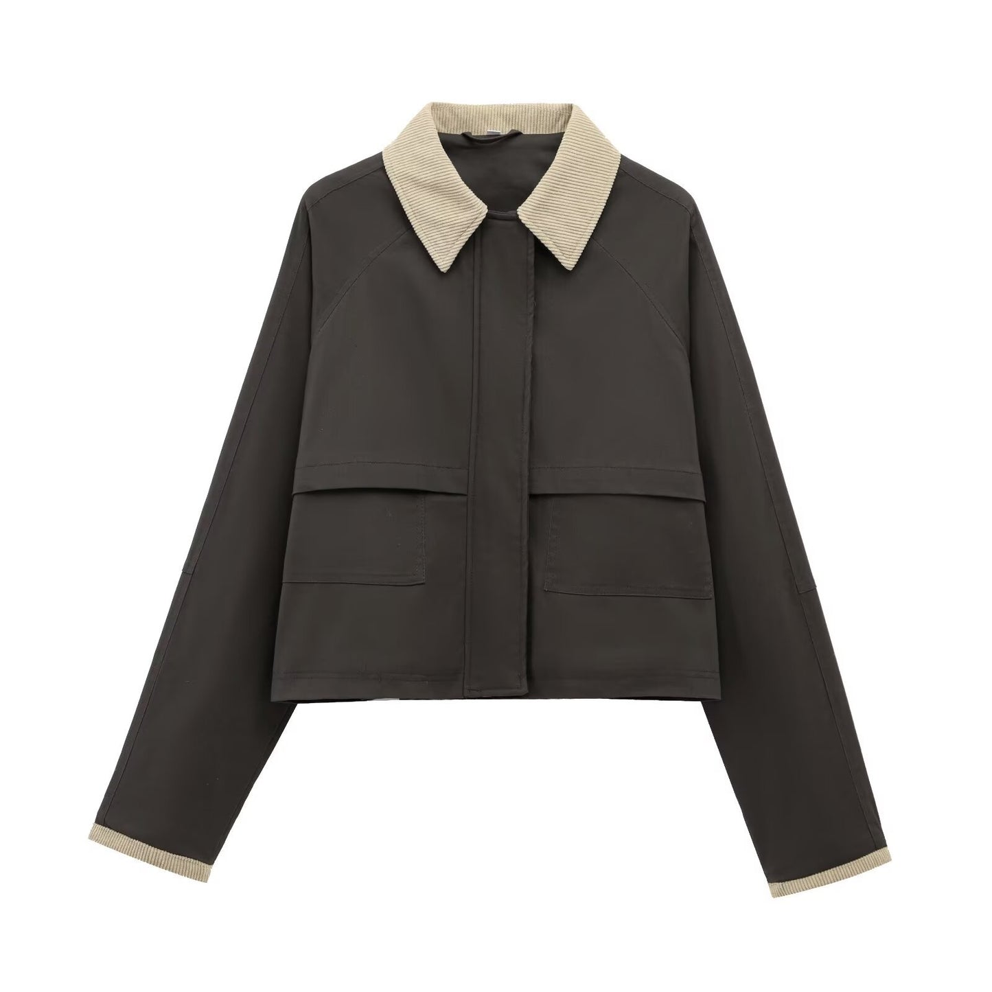 Chic Contrast  Color Block Lapel Jacket