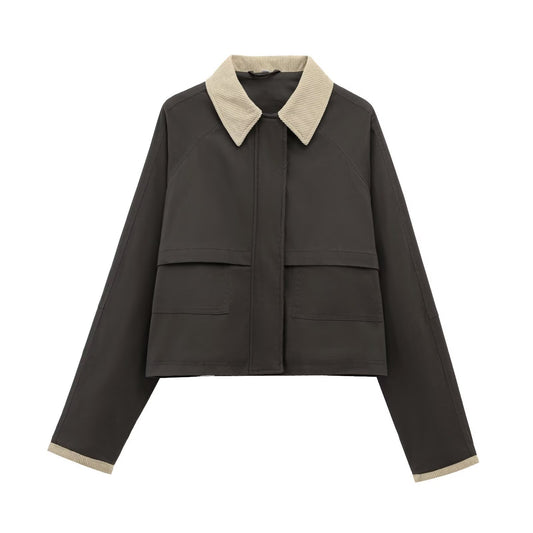 Chic Contrast  Color Block Lapel Jacket