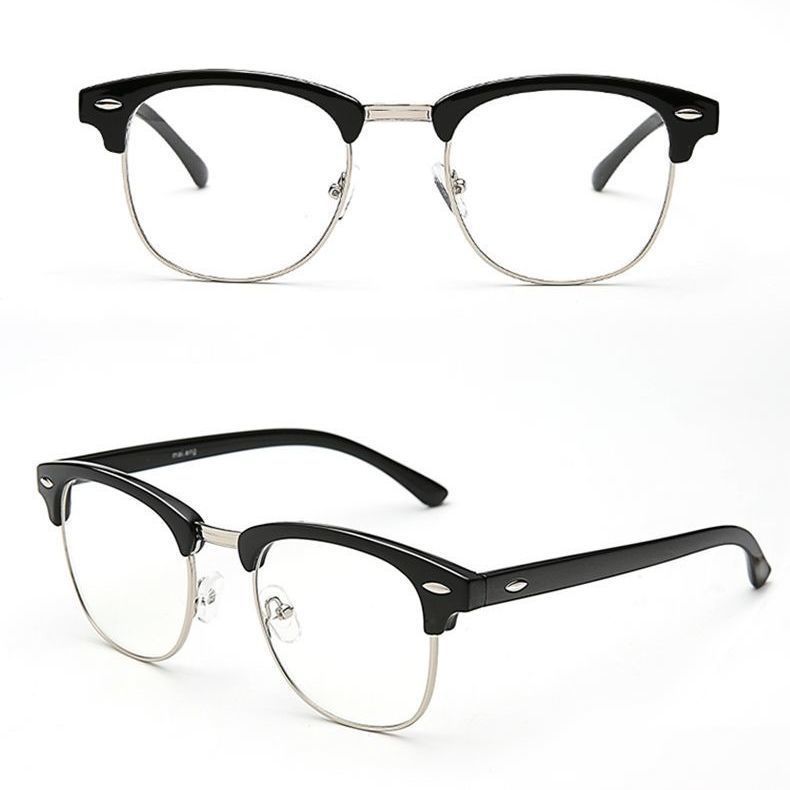 Simple Black Semi-rimless Myopia Glasses